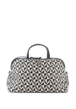 CHANEL Pre-Owned Convertible Chain Bowler Bag Woven Calfskin Large handbag - Black