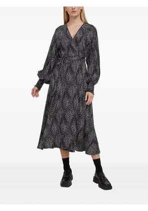 Gestuz V-neck pattern midi dress - Black