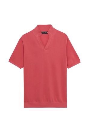 Brooks Brothers open-collar piqué top - Pink