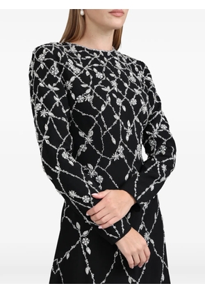 Dina Melwani floral-crystal maxi dress - Black