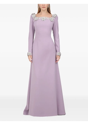 Dina Melwani floral-embellished maxi dress - Purple