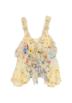 Camilla ruffled floral top - Yellow