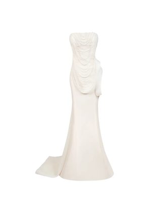 Gaby Charbachy beaded strapless gown - White