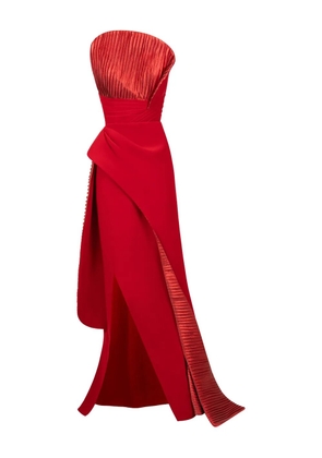 Gaby Charbachy pleated draped evening gown - Red