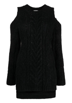 P.A.R.O.S.H. cable-knit off-shoulder sweatshirt - Black