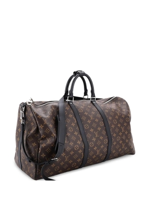 Louis Vuitton Pre-Owned Keepall Bandouliere Bag Macassar Monogram Canvas with Leather 50 travel bag - Black