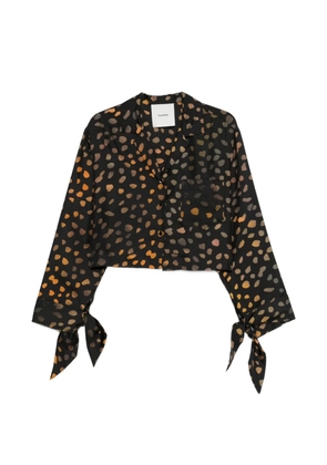 Nanushka tie-cuff cropped shirt - Black