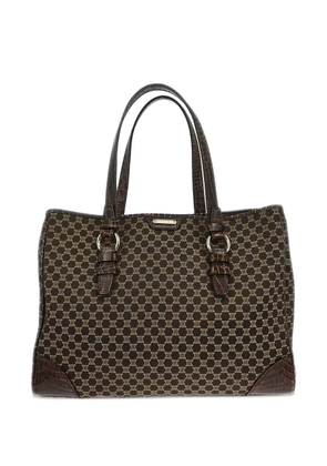 Celine Pre-Owned 1990s croc-embossed Macadam tote bag - Brown