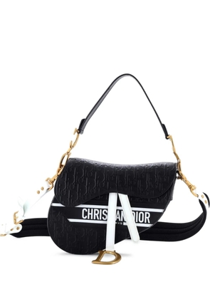 Christian Dior Pre-Owned Saddle Handbag Oblique Embossed Calfskin Medium shoulder bag - Black