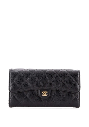 CHANEL Pre-Owned L-Flap Wallet Quilted Caviar Long small wallets - Black