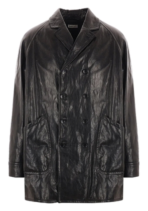 Bally double breasted leather jacket - Black