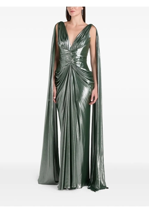 Rhea Costa Layla draped cape maxi dress - Green