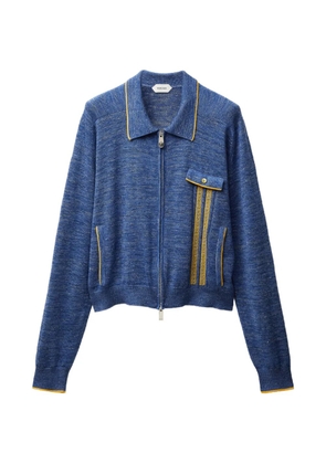 Versace mouliné jacquard knit zip cardigan - Blue