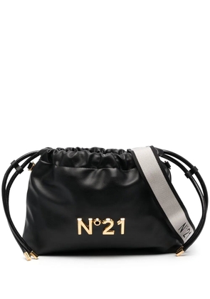 Nº21 Eva logo-plaque drawstring clutch bag - Black