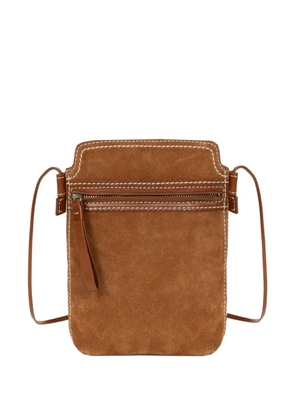 DRIES VAN NOTEN suede phone pouch - Brown