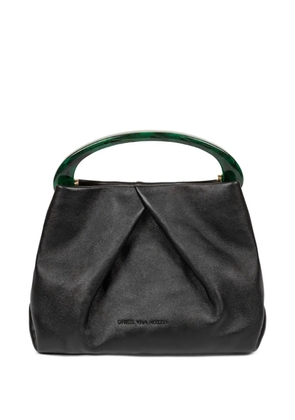 DRIES VAN NOTEN small pleated leather tote bag - Black