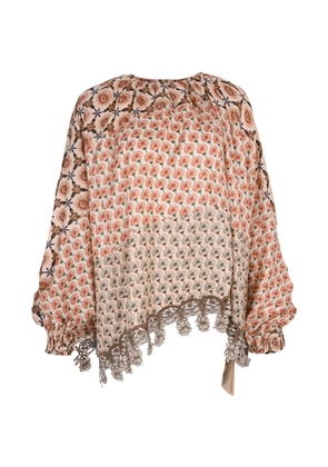 Biyan embroidered-hemline print blouse - Neutrals