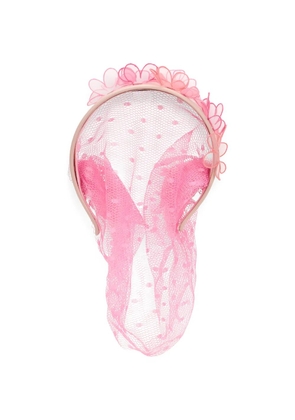 RED(V) floral net veil headband - Pink
