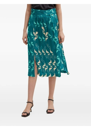 La Petite Française Judo printed split midi skirt - Green