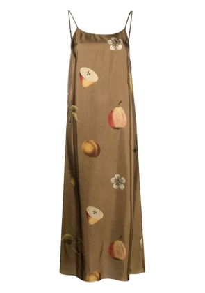 Uma Wang fruit-print midi dress - Brown