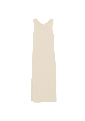Maison Kitsuné embroidered side-slit midi dress - Neutrals