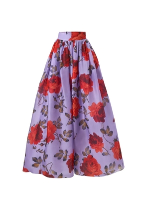 Carolina Herrera rose-print organza ball skirt - Purple