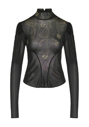 Rabanne beaded long-sleeved top - Black