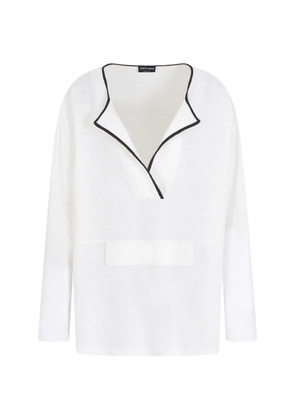 Giorgio Armani trimmed V-neck sweater - White