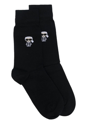 Karl Lagerfeld intarsia-knit logo socks - Black