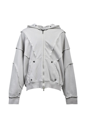 BREATH frayed zip-up hoodie - Grey