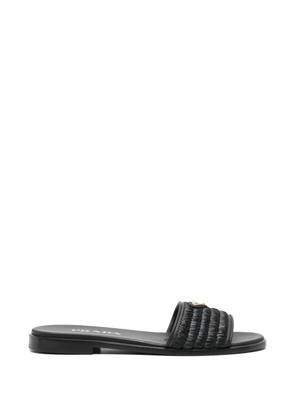 Prada textured logo-plaque sandals - Black