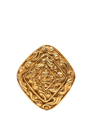 CHANEL Pre-Owned 1970-1980 CC Gold Plated Diamond Brooch costume brooch