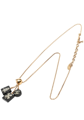 CHANEL Pre-Owned 2003 Gold Plated Resin CC Logo Tree Clover Pendant Necklace costume necklace - Black