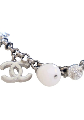 CHANEL Pre-Owned 2010 CC Silver Plated Crystal Beads Charm Bracelet costume bracelet