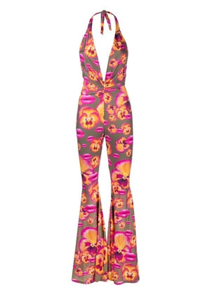 Amen floral-print flared jumpsuit - Green