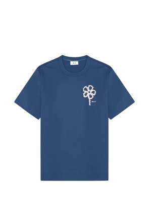 NN07 floral-embroidered T-shirt - Blue