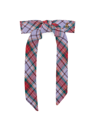 Vivienne Westwood tartan-pattern orb-detail hair clip - Purple