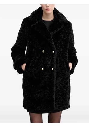 Gaudi button-fastening textured coat - Black
