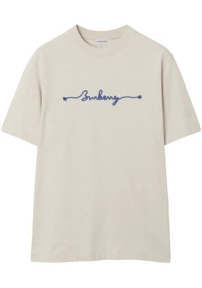 Burberry logo-embroidered T-shirt - Neutrals