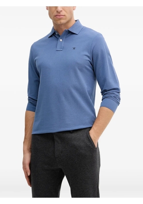 Hackett long-sleeved logo-embroidered polo shirt - Blue