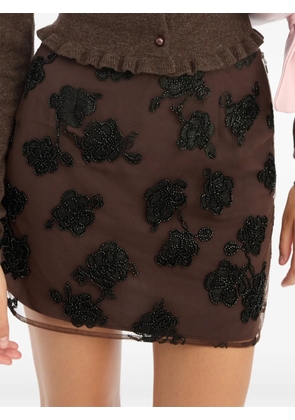 ROTATE BIRGER CHRISTENSEN bead-embellished mini skirt - Brown