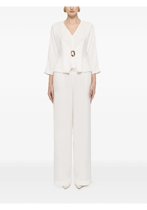 NISSA high-waisted crepe trousers - White