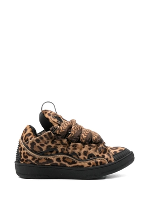 Lanvin Curb animal-print lace-up sneakers - Neutrals