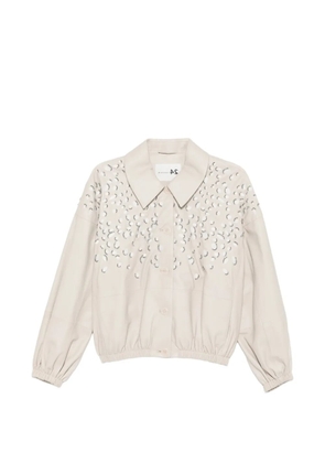 Manzoni 24 collared embellished leather jacket - Neutrals