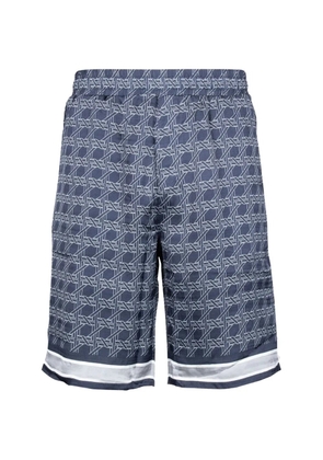 Karl Lagerfeld geometric-print striped-hem shorts - Blue