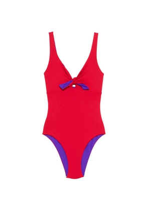 Fisico knot-detail swimsuit - Red