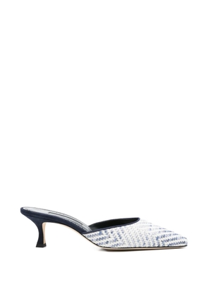 Manolo Blahnik Carolynemu raffia mules - White