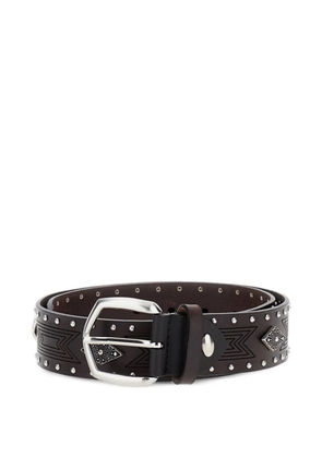 Bax Lab diamond studs leather belt - Brown