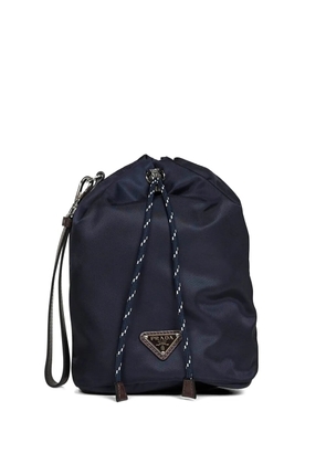 Prada drawstring logo clutch bag - Blue