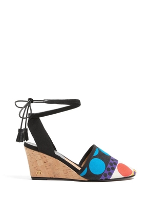 Valentino Garavani La Cruisette wedge in optical Pois canvas 75mm - Black